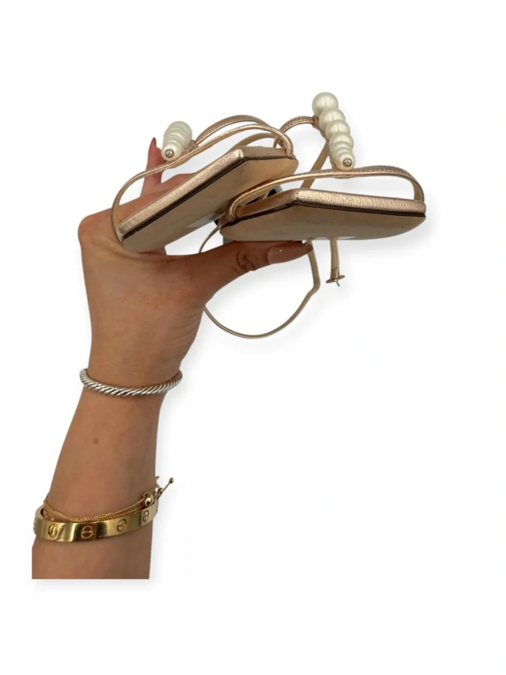 Jimmy Choo Amari Pearl Embellished Sandals Ballet Pink Size 37 NIB - Picture 11 of 15
